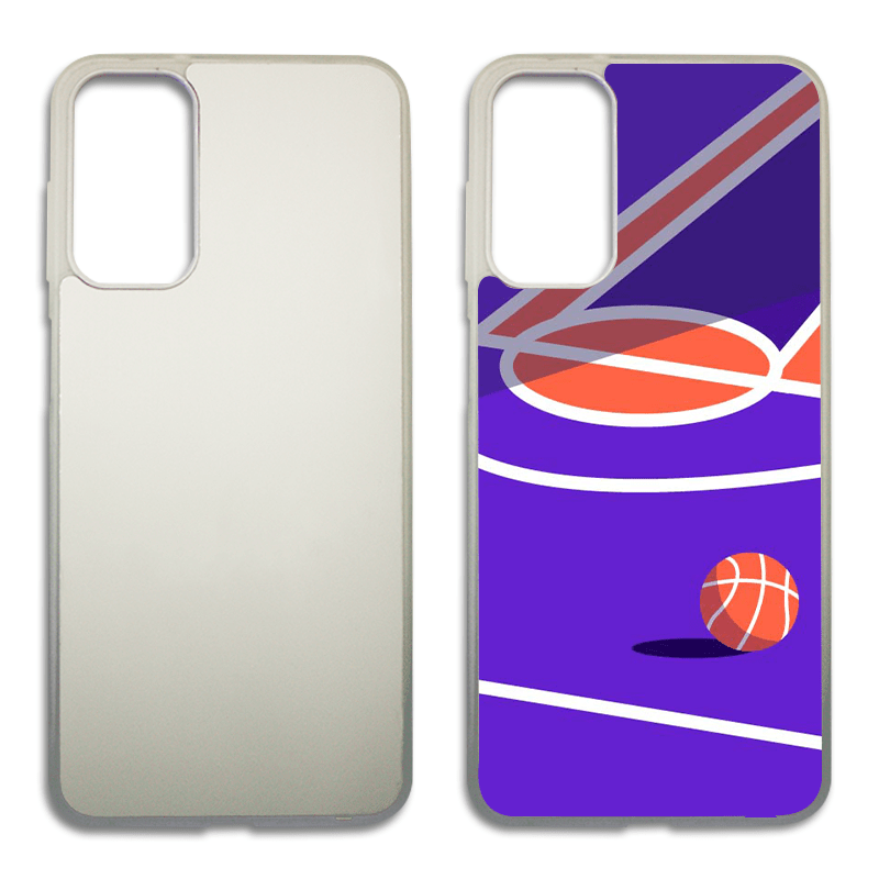 Coque sublimation 2D TPU pour Samsung Galaxy M80S, M60S, M51 M40, M31, M23, M13, M12, M10, M01. La plaque arrière en aluminium dédiée à la sublimation permet la personnalisation de la coque.