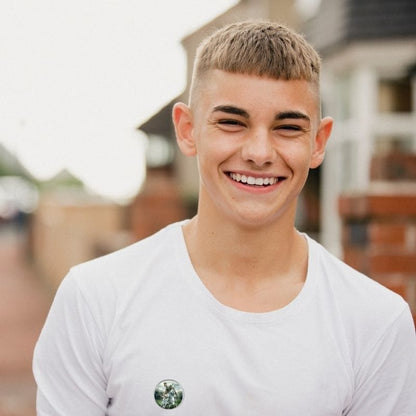 badge rond imprimé en sublimation avec attache pins
