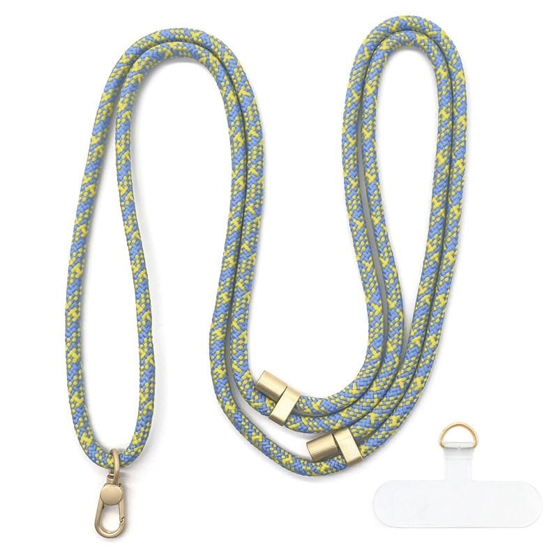 Cordon bleu et jaune citron adaptable à toutes les coques de téléphone