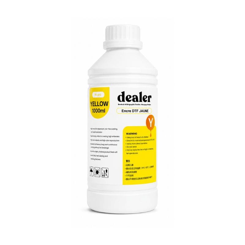 Coque Sublimation Encre Jaune 1 Litre - Encre DTF Pro 1 Litre - Encre DTF Professionnelle – Couleurs haute densité & Résistant