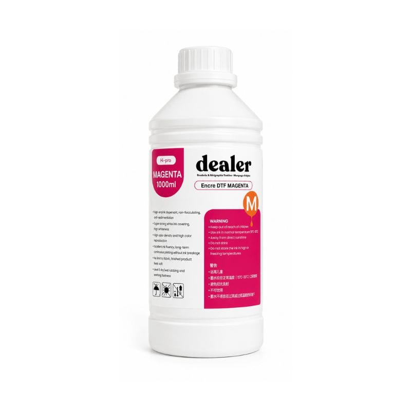 Coque Sublimation Encre Magenta 1 Litre - Encre DTF Pro 1 Litre - Encre DTF Professionnelle – Couleurs haute densité & Résistant