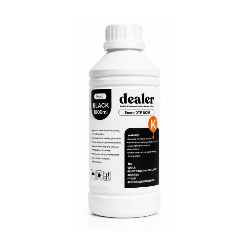 Coque Sublimation Encre Noir 1 Litre - Encre DTF Pro 1 Litre - Encre DTF Professionnelle – Couleurs haute densité & Résistant