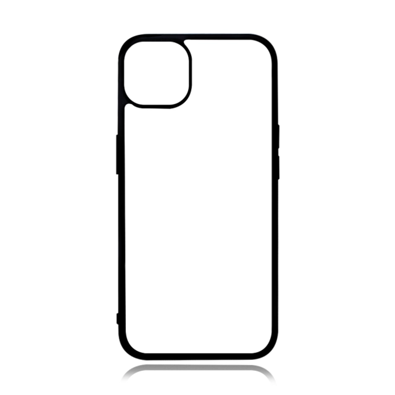 Coque sublimation 2D TPU pour Apple iPhone 14. La plaque arrière en aluminium dédiée à la sublimation permet la personnalisation de la coque. Elle offre une protection contre les dommages avec ses rebords en TPU silicone et plaque arrière.